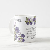 Februar Geburtsdatum Blume Violet Name hinzufügen Kaffeetasse (Vorderseite Links)
