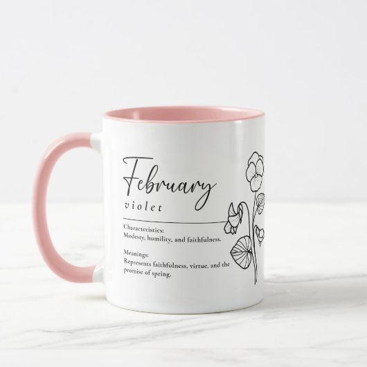 Februar Geburtsmonat Blume Violet Minimalistisch Tasse (Links)