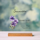 Februar Geburtsmonat Blume Violet Personalisiert Acrylschild (Neutral)