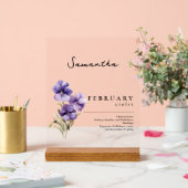 Februar Geburtsmonat Blume Violet Personalisiert Acrylschild (Hochzeit)