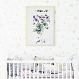 Februar Geburtsmonat Violet Floral Poster