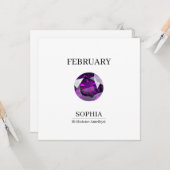 Februar Geburtsstein Geburtstagsname Amethyst Karte (Vorderseite/Rückseite Beispiel)