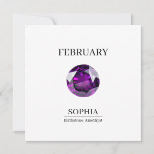Februar Geburtsstein Geburtstagsname Amethyst Karte