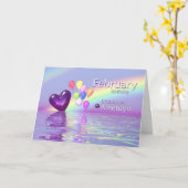 Februar Geburtstag Amethyst Herz Karte (Gelbe Blume)