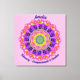 Februar Geburtstag Blume Personalisiert Mandala Ze Leinwanddruck