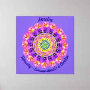 Februar Geburtstag Blume Personalisiert Mandala Ze Leinwanddruck