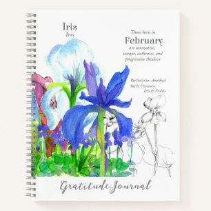 Februar Geburtstag Iris Blume Dankeschön Journal Notizblock