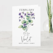 Februar Geburtstag Monat Blume Violet Karte (Vorderseite)