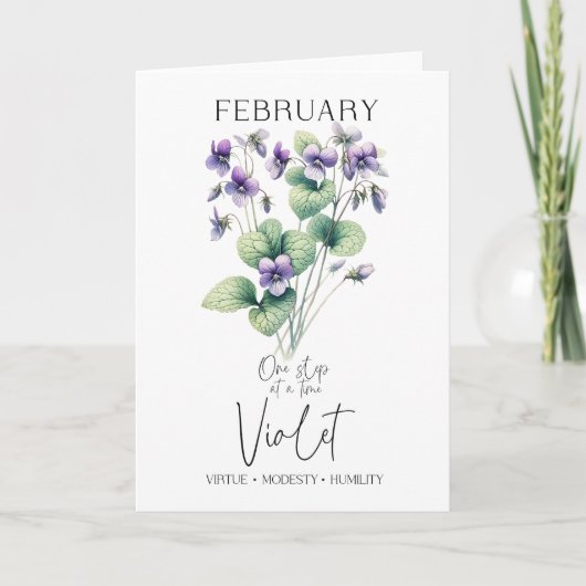 Februar Geburtstag Monat Blume Violet Karte (Vorderseite)