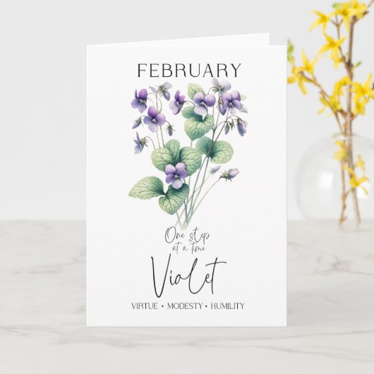 Februar Geburtstag Monat Blume Violet Karte (Gelbe Blume)