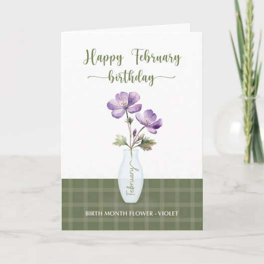 Februar Geburtstag Monat Blume Violet Karte (Vorderseite)