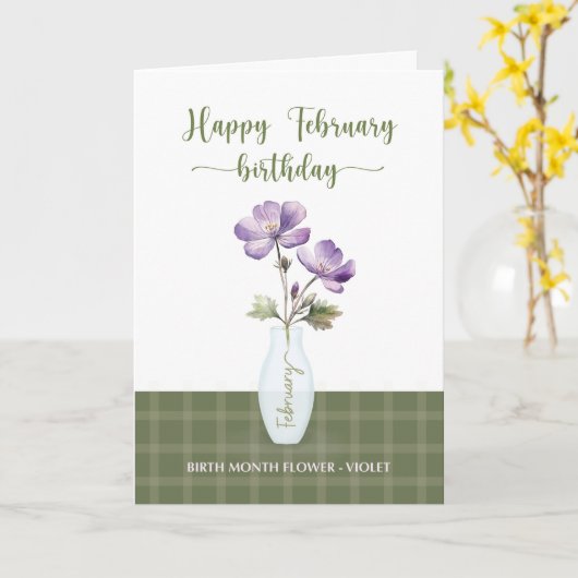 Februar Geburtstag Monat Blume Violet Karte (Gelbe Blume)