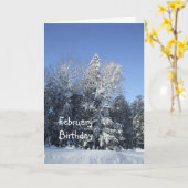 Februar Geburtstag Schnee auf Bäumen Karte (Gelbe Blume)