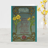 Februar-Geburtstags-Primel u. Amethyst Karte (Gelbe Blume)