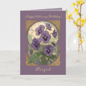 Februar Geburtstagsblume Veilchen Viola Jugendstil Karte (Gelbe Blume)