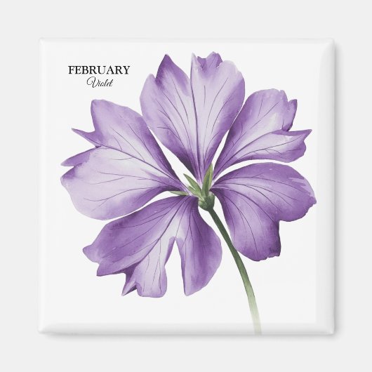 Februar Geburtstagsfeier Blume: Violett Personalis Magnet (Vorne)