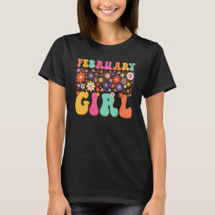 Februar Girl Retro Groovy Birthday Queen Women T-Shirt