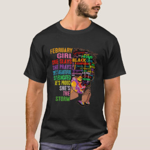 Februar Girl She Slays & Prays Februar Geburtstag T-Shirt