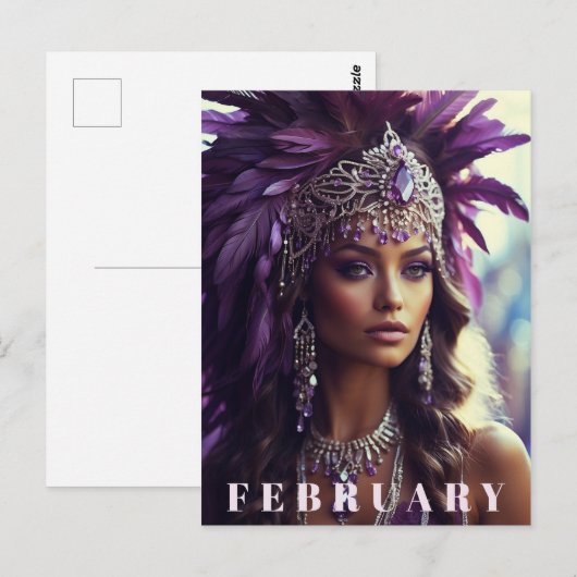 *~* FEBRUAR Headdress AP53 Boho AMETHYST Postkarte (Vorne/Hinten)