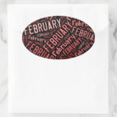 Februar Heart Ovaler Aufkleber (Tasche)