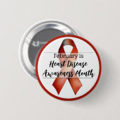 Februar Herzerkrankungen Aufklärung Monat Band Button (Vorne & Hinten)