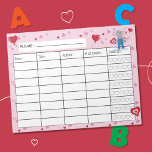 Februar Kid Reading Log Notepad Notizblock<br><div class="desc">Ein niedliches Leseprotokoll für Kinder für den Monat Februar . Es zeichnet sich durch einen charmanten Elefanten und niedliche rote und rosa kleine Herzen . Die Sterne für die Bewertungen werden durch 5 Herzen ersetzt. © ArianeC Illustrations-Alle Rechte vorbehalten</div>