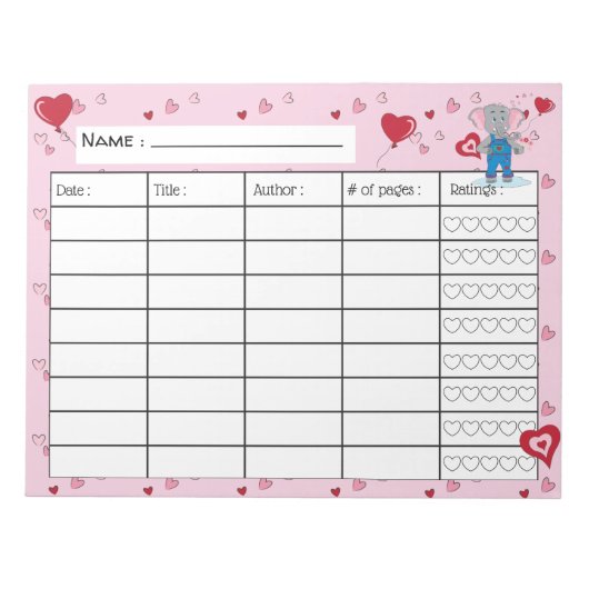 Februar Kid Reading Log Notepad Notizblock (Vorderseite)