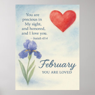 Februar Liebe mit herzförmiger inspirierender flor Poster