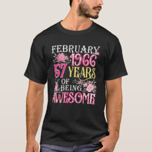 Februar Mädchen 1966 57. Geburtstag 57 Jahre alt T-Shirt
