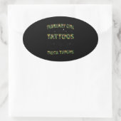Februar Mädchen mit Tattoos Hübsche Augen Ovaler Aufkleber (Tasche)