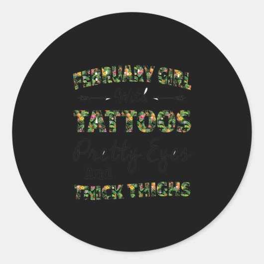 Februar Mädchen mit Tattoos Hübsche Augen Runder Aufkleber (Vorderseite)