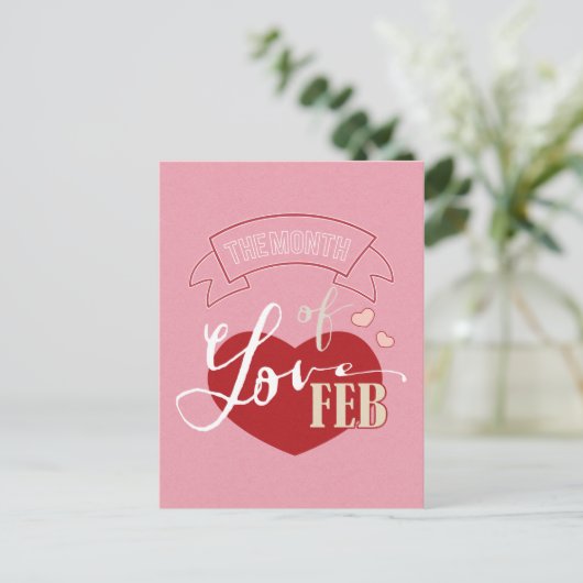 Februar - Monat der Liebe Postkarte (Stehend Vorderseite)