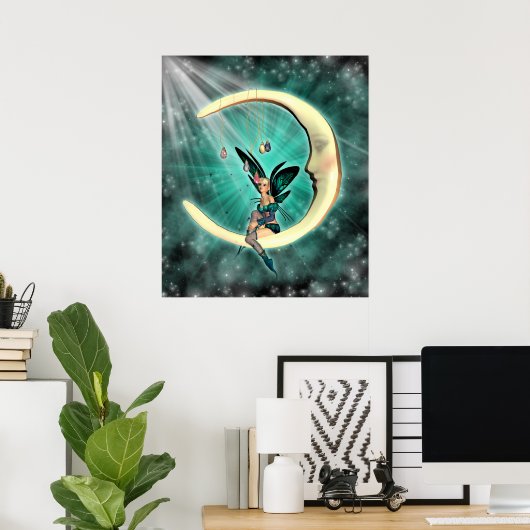 Februar Moon Fairy Fantasy Fey Poster (Heimbüro)
