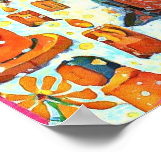 Februar Naive Folk Art Winter Liebe Gebet Poster (Ecke)