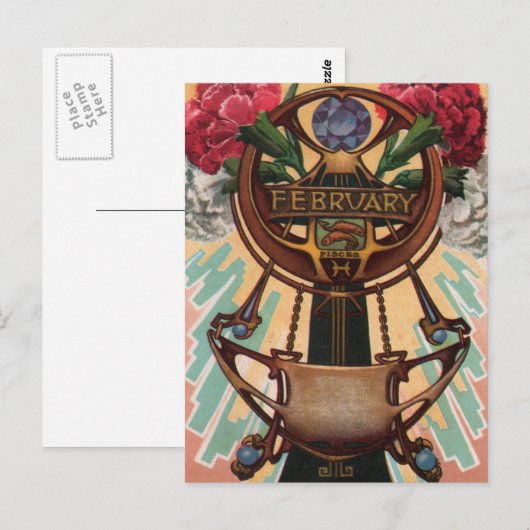 Februar - Pisces Postkarte (Vorne/Hinten)