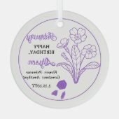 Februar Primrose | Amethyst Birthday Keepake Ornament Aus Glas (Rückseite)