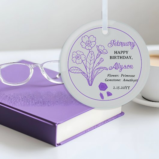 Februar Primrose | Amethyst Birthday Keepake Ornament Aus Glas