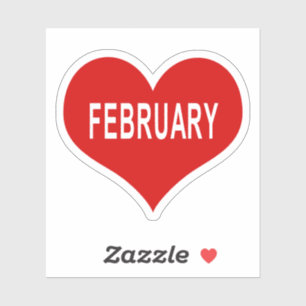 FEBRUAR Rotes Herz Vinyl Aufkleber