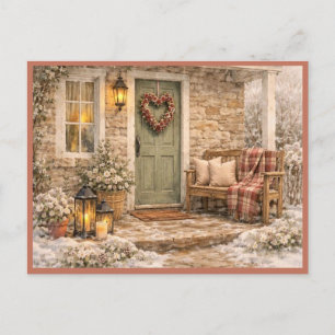 Februar Valentins Veranda Aquarell Kunst Postkarte