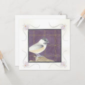 Februar; Veilchen & Chickadee; Grußkarte Karte (Vorderseite/Rückseite Beispiel)