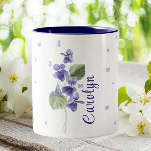 Februar Violet Birth Month Blume Floral Zweifarbige Tasse