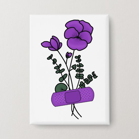 Februar Violet Blume Bandaid Button (Vorderseite)