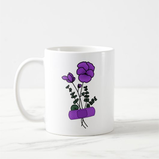 Februar Violet Blume Bandaid Kaffeetasse (Links)