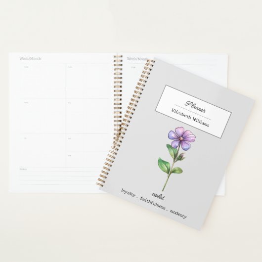 FEBRUAR VIOLET GEBURTSBLUME PERSONALISIERT PLANER (Anzeige)