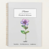 FEBRUAR VIOLET GEBURTSBLUME PERSONALISIERT PLANER (Vorderseite)