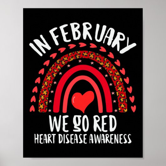 Februar Wir gehen Red Heart Disease Awareness Red  Poster (Vorne)