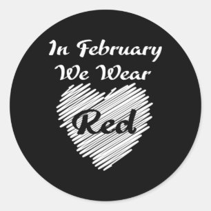 Februar Wir tragen Red Awareness Disease Heart Runder Aufkleber