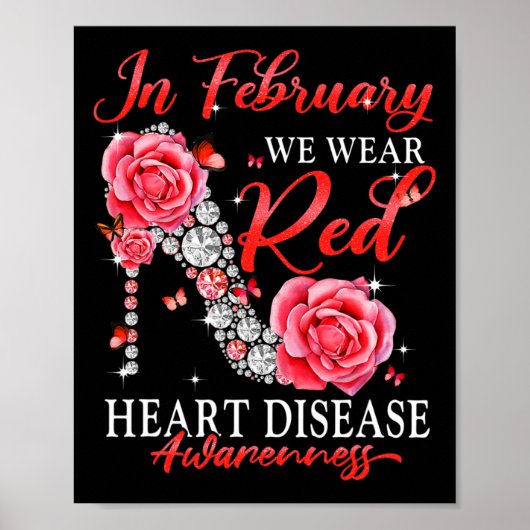 Februar Wir tragen Red Butterfly Heart Disease Awa Poster (Vorne)