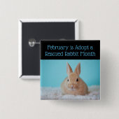 Februar wird Adoptiert, um einen Rettung des Kanin Button (Vorne & Hinten)