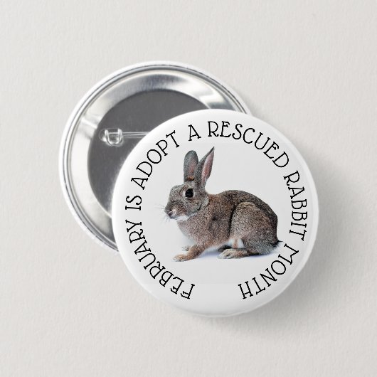Februar wird Adoptiert, um einen Rettung des Kanin Button (Vorne & Hinten)